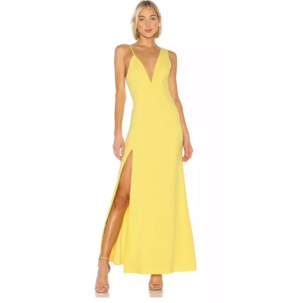 NBD Revolve gown dress small yellow